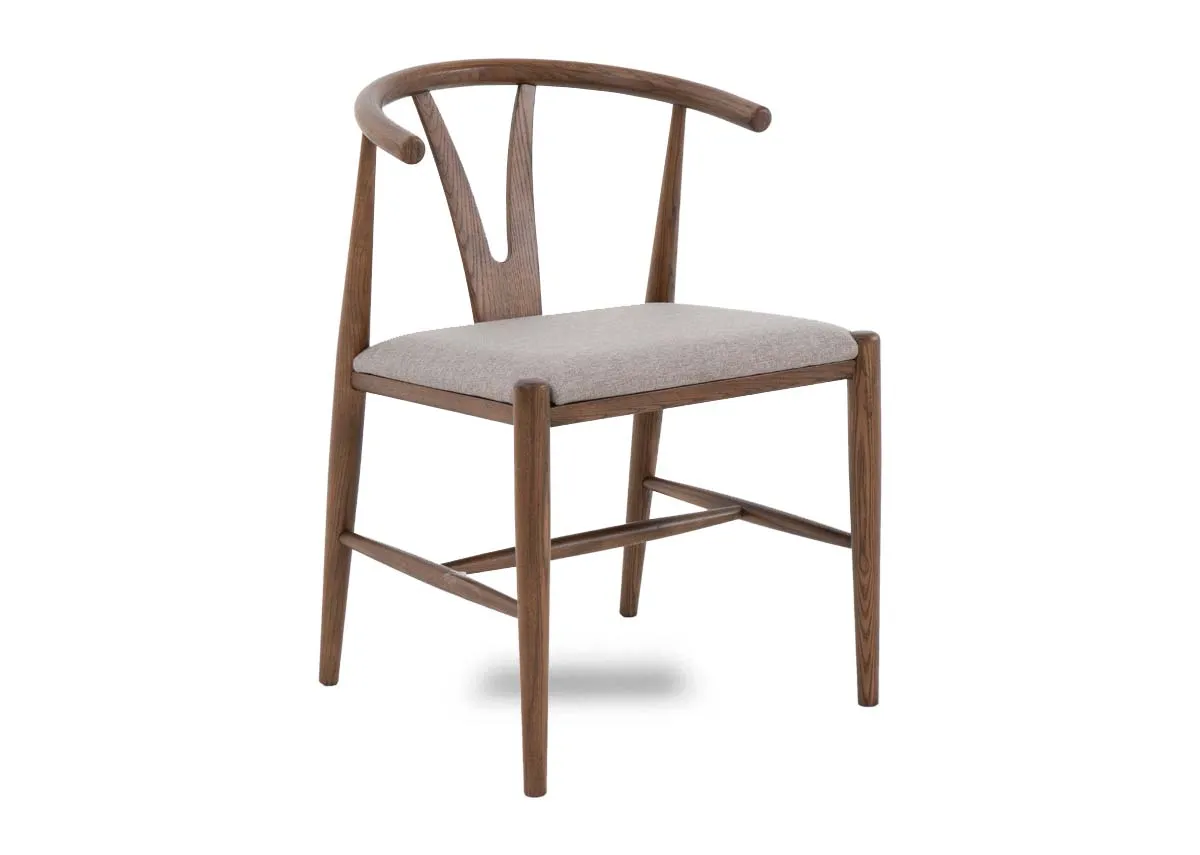 Chestnut Dining Chair with Beige Fabric Seat - Cape