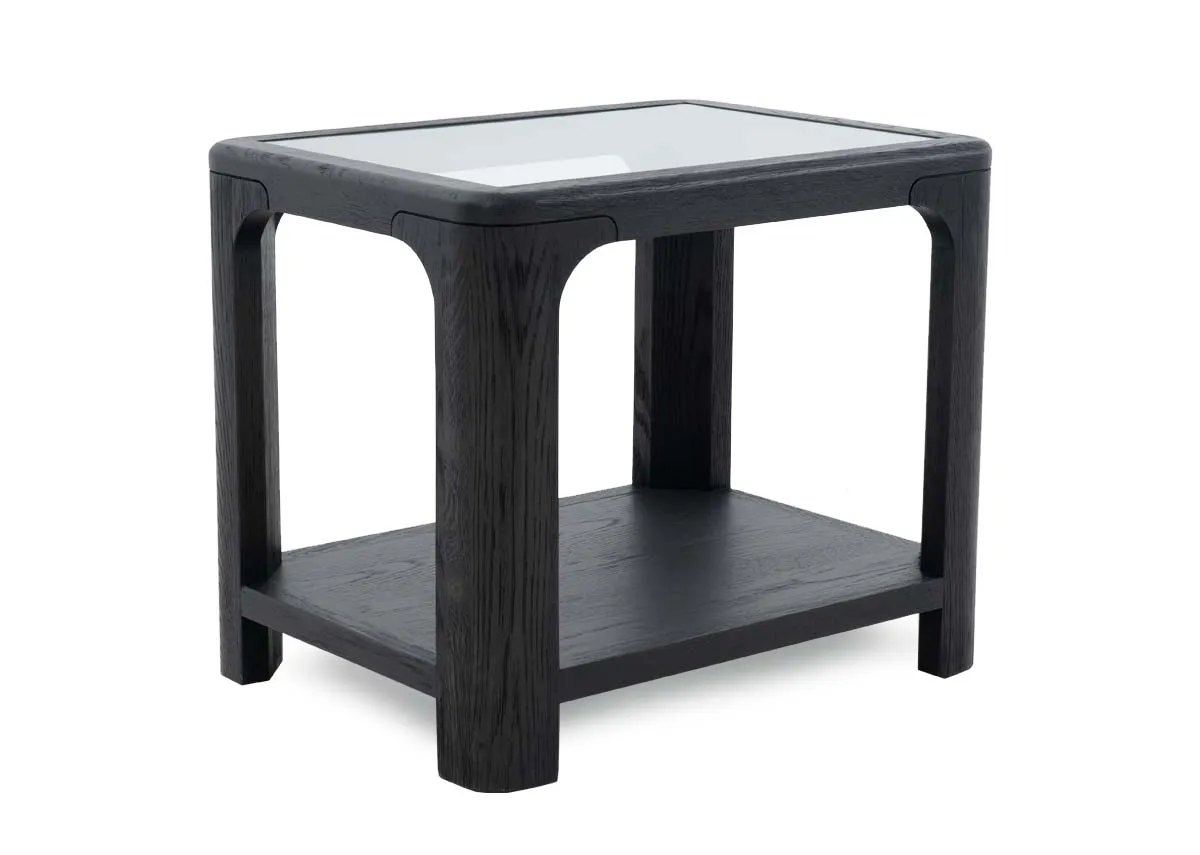 Black Lamp Table with Glass Top - Firn