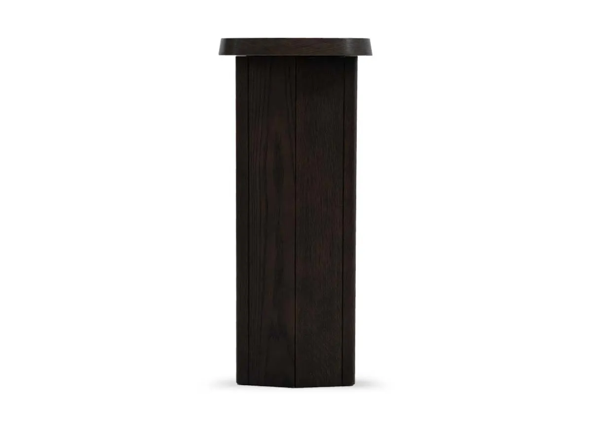 A side view of a brown wide console table from EZ Livings Rimini range.