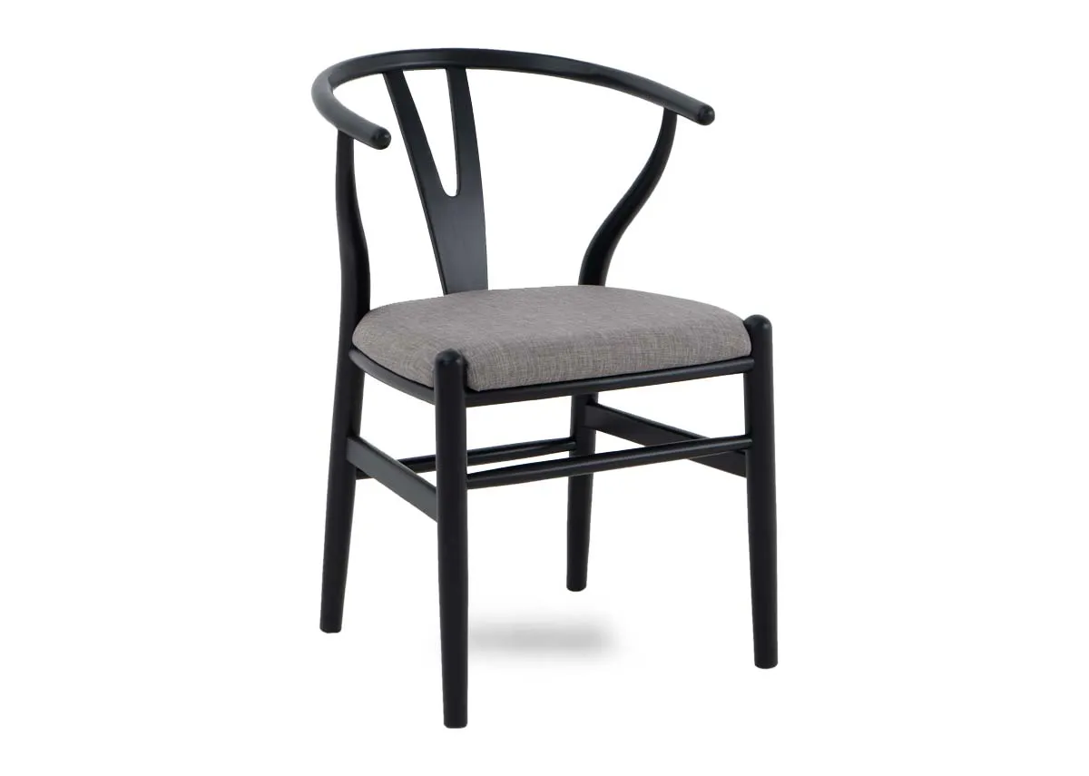 Black Dining Chair with Grey Seat - Wishbone