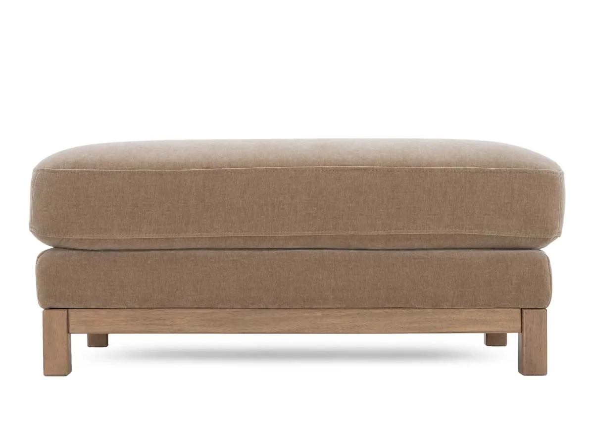 A large mink footstool from EZ Livings Miller range.Front view of wood frame