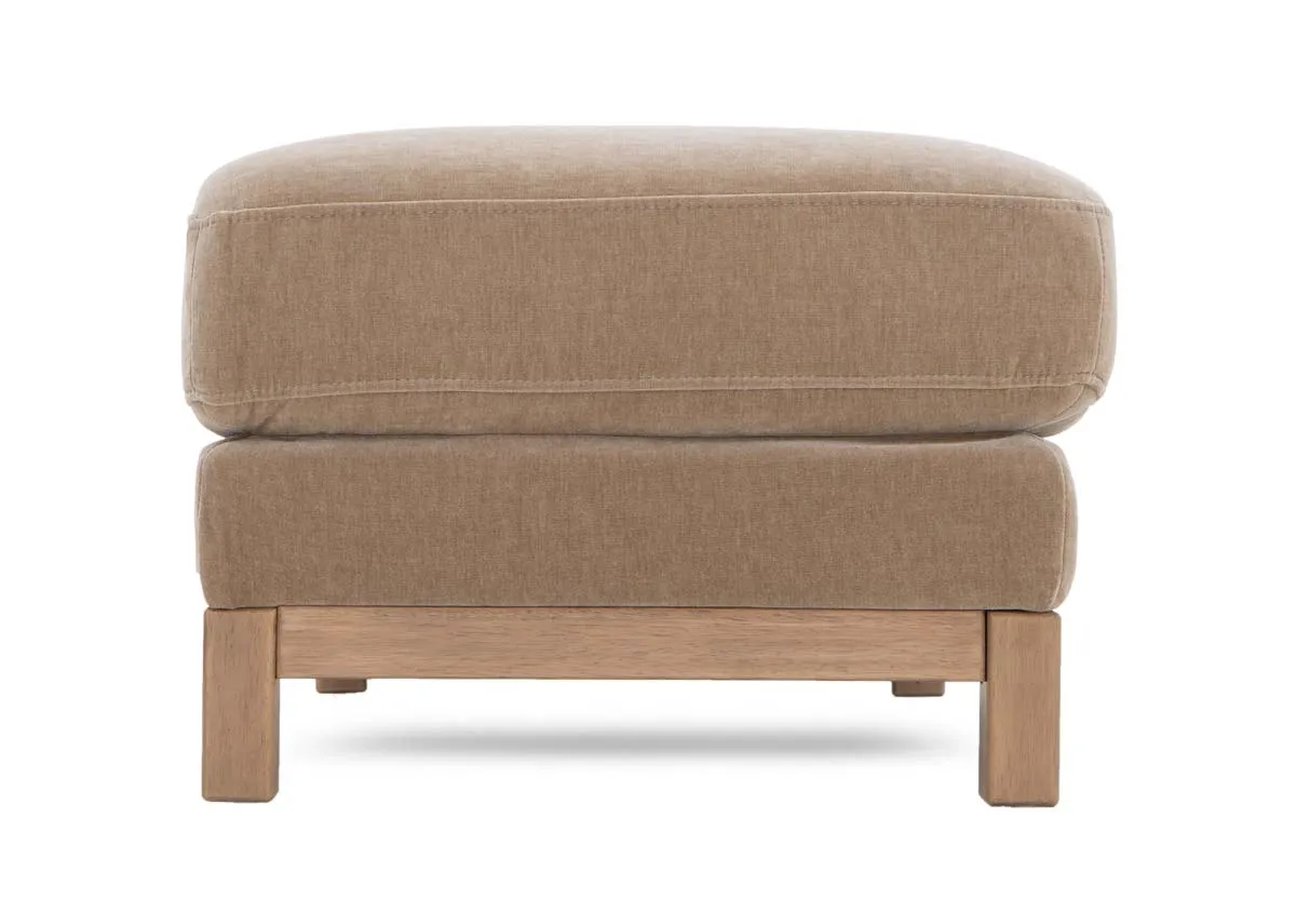 A large mink footstool from EZ Livings Miller range. Side view of wood frame#
