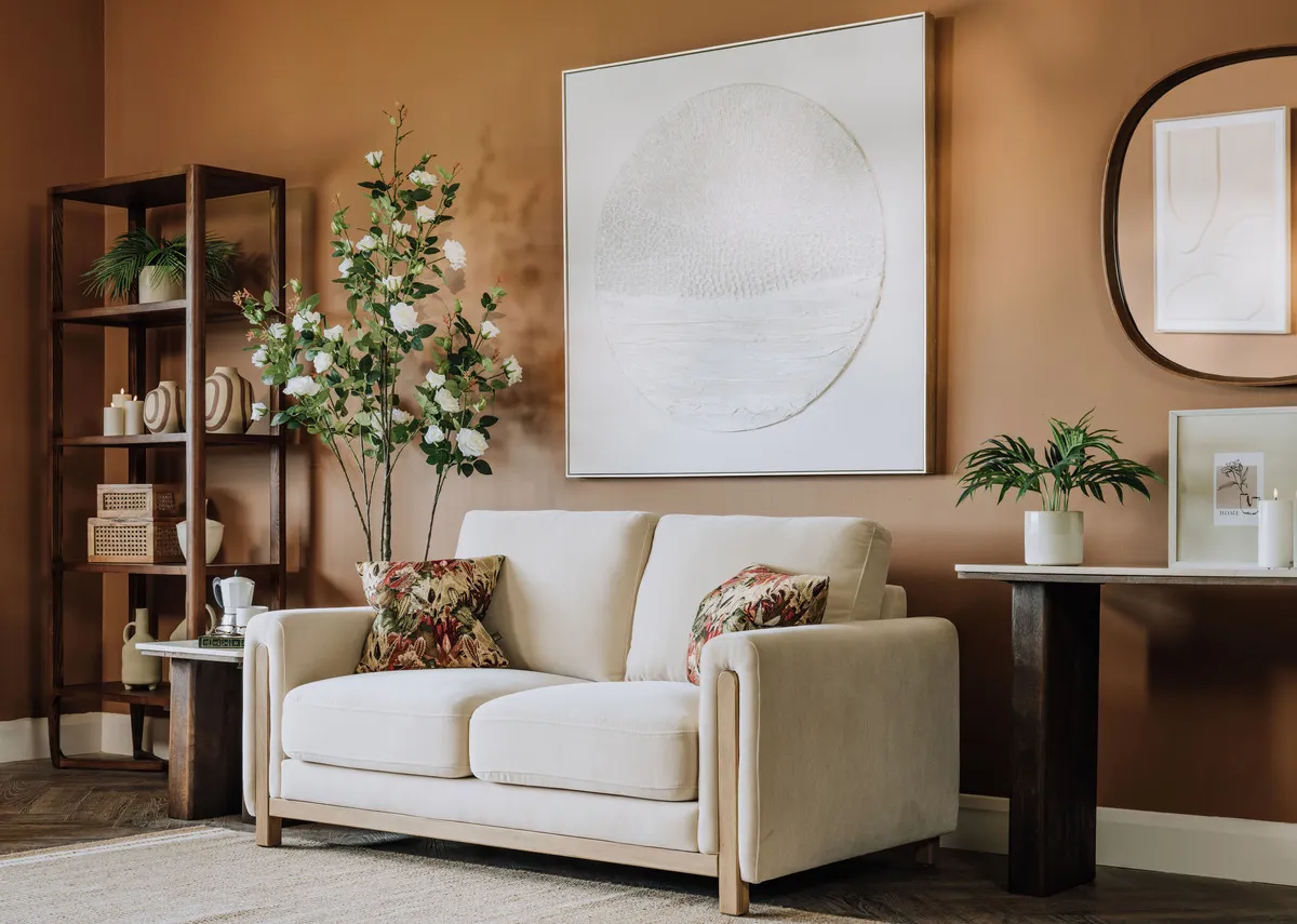 2 Seater Cream Fabric Sofa - Miller