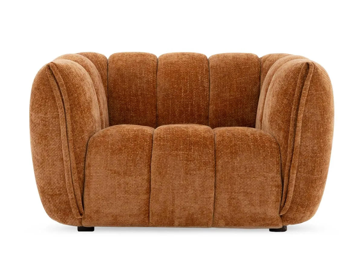 A dimension image of the Matera Orange Armchair with 122cm x 99cm x 75cm