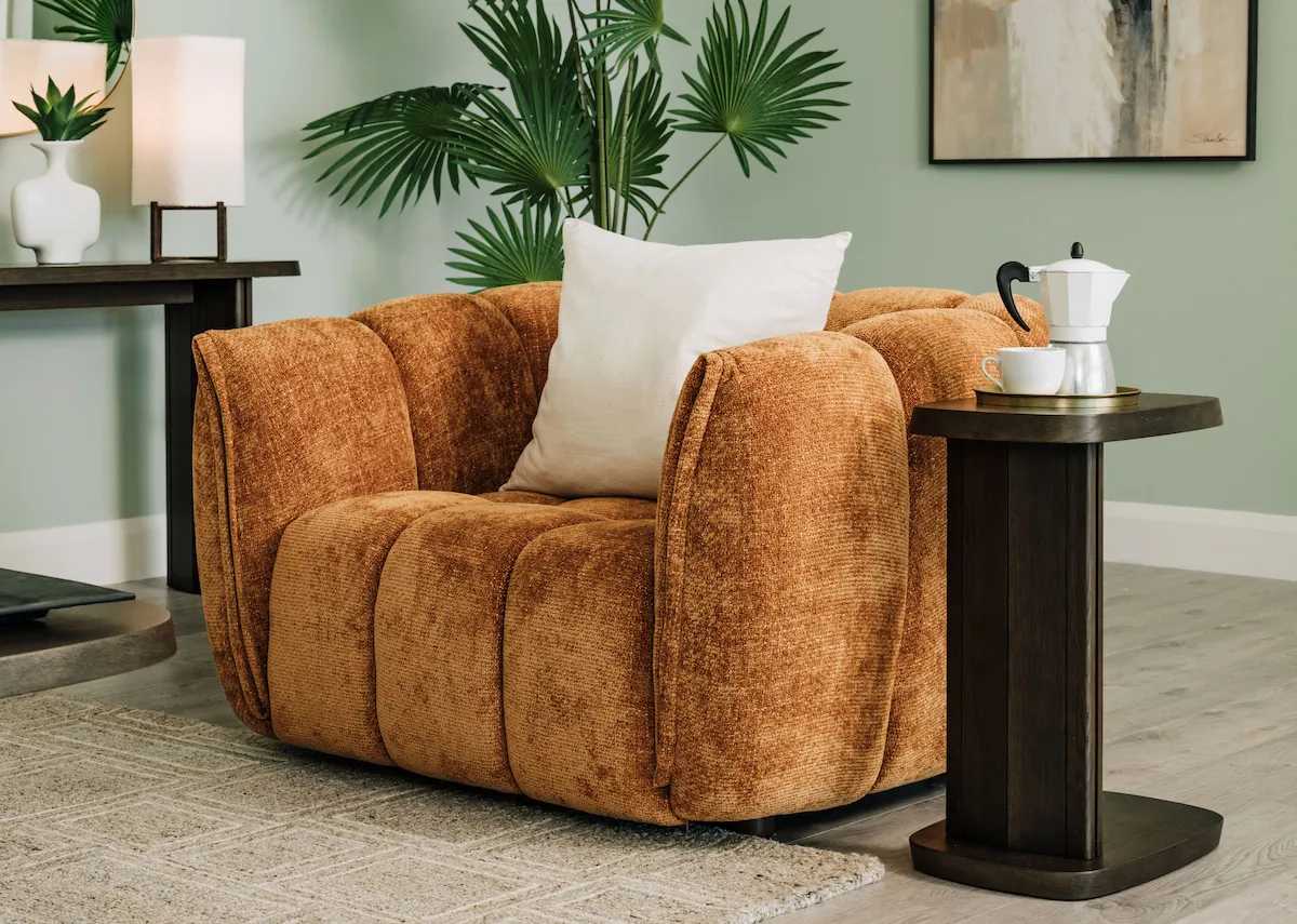 Rust Orange Fabric Armchair - Matera