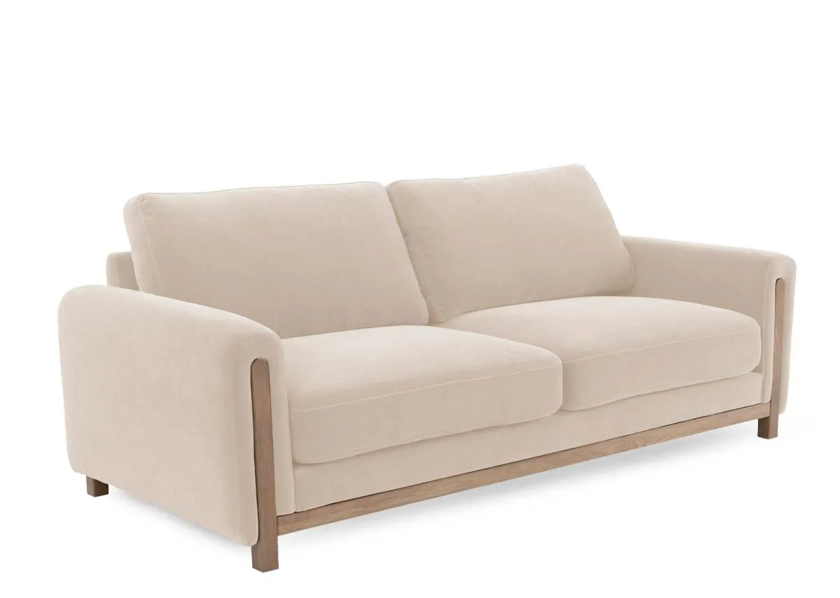 3 Seater Cream Fabric Sofa - Miller