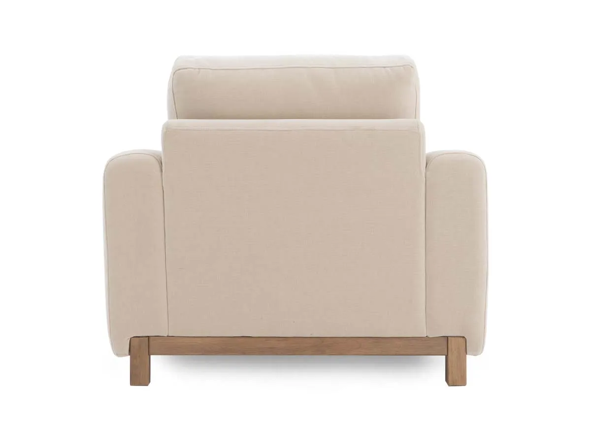 A dimension image of the Miller cream armchair with 102cm x 98cm x 87cm