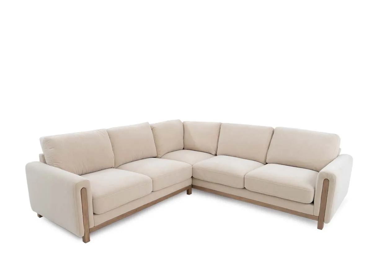 Cream Fabric Corner Sofa - Miller