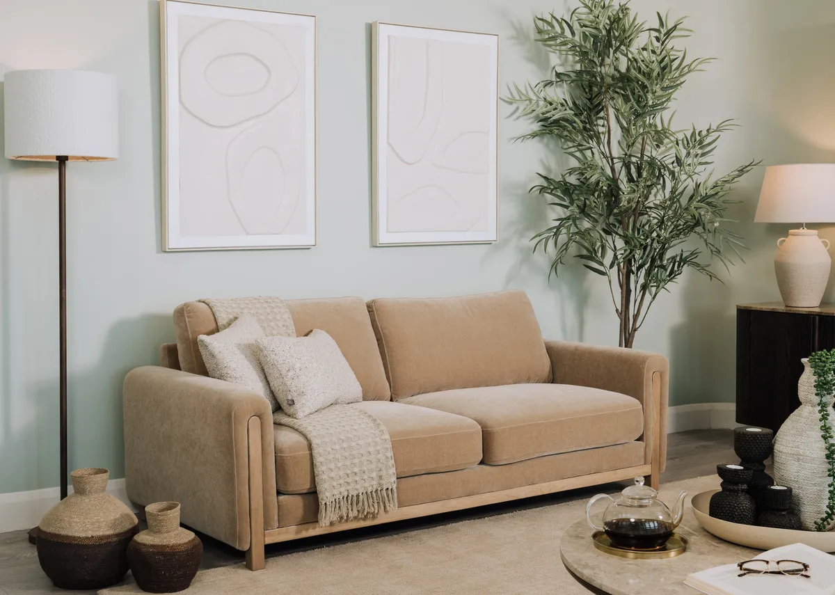 2 Seater Mink Fabric Sofa - Miller