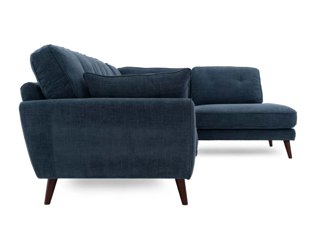 A dimension image of the Caoimhe RHF Denim chaise with 