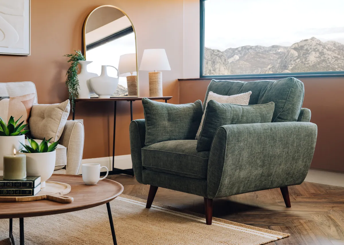 Olive Green Fabric Armchair - Caoimhe