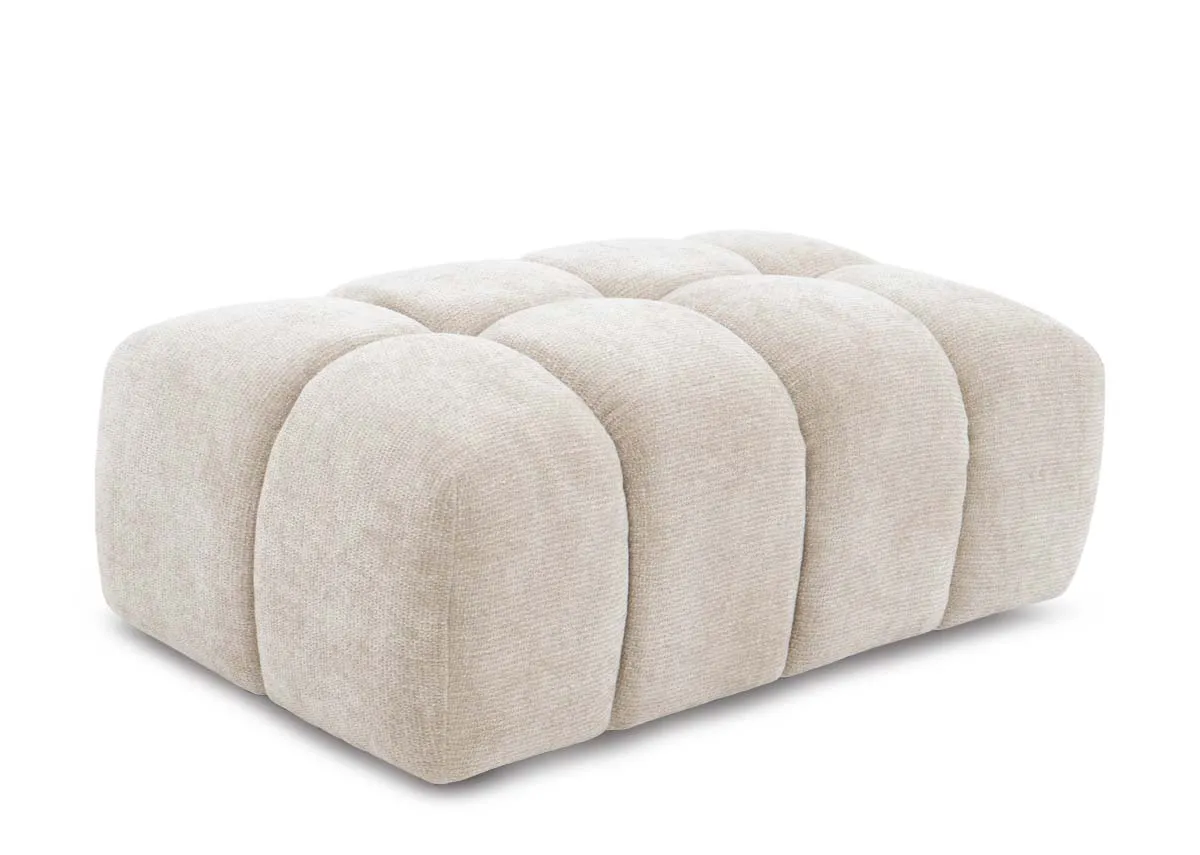 Ivory Fabric Footstool - Matera