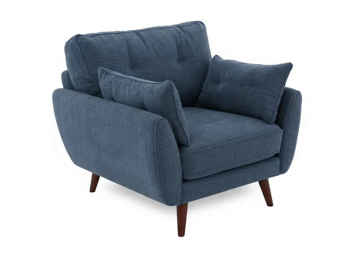 Denim Blue Fabric Armchair - Caoimhe