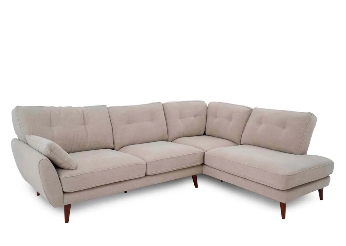 Natural Fabric RHF Corner Chaise with Free Footstool - Caoimhe