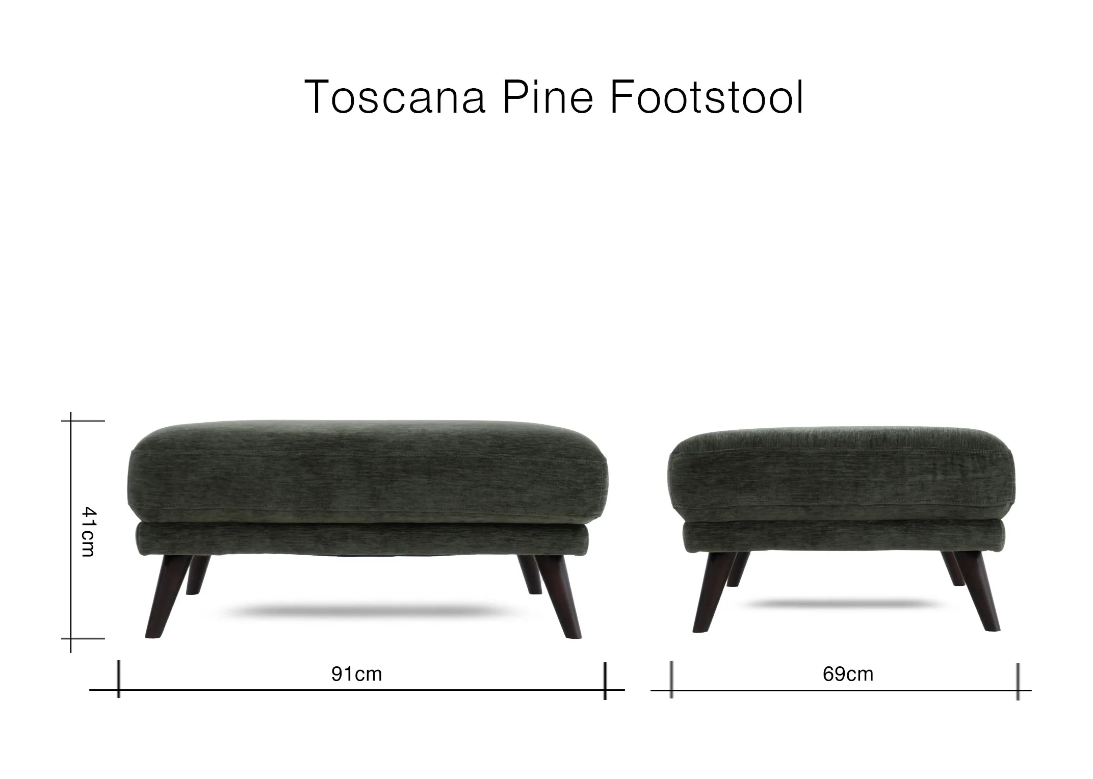 A dimension image of the Toscana Footstool with 91cm x 69cm x 41cm
