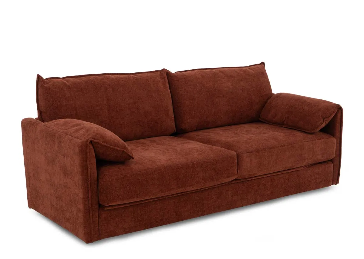 3 Seater Dark Orange Fabric Sofa Bed - Pierce