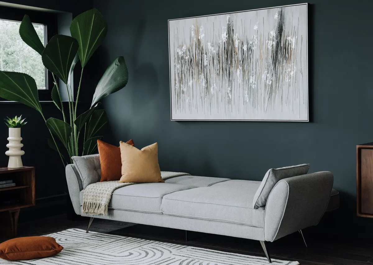 3 Seater Light Grey Fabric Sofa Bed - Chloe