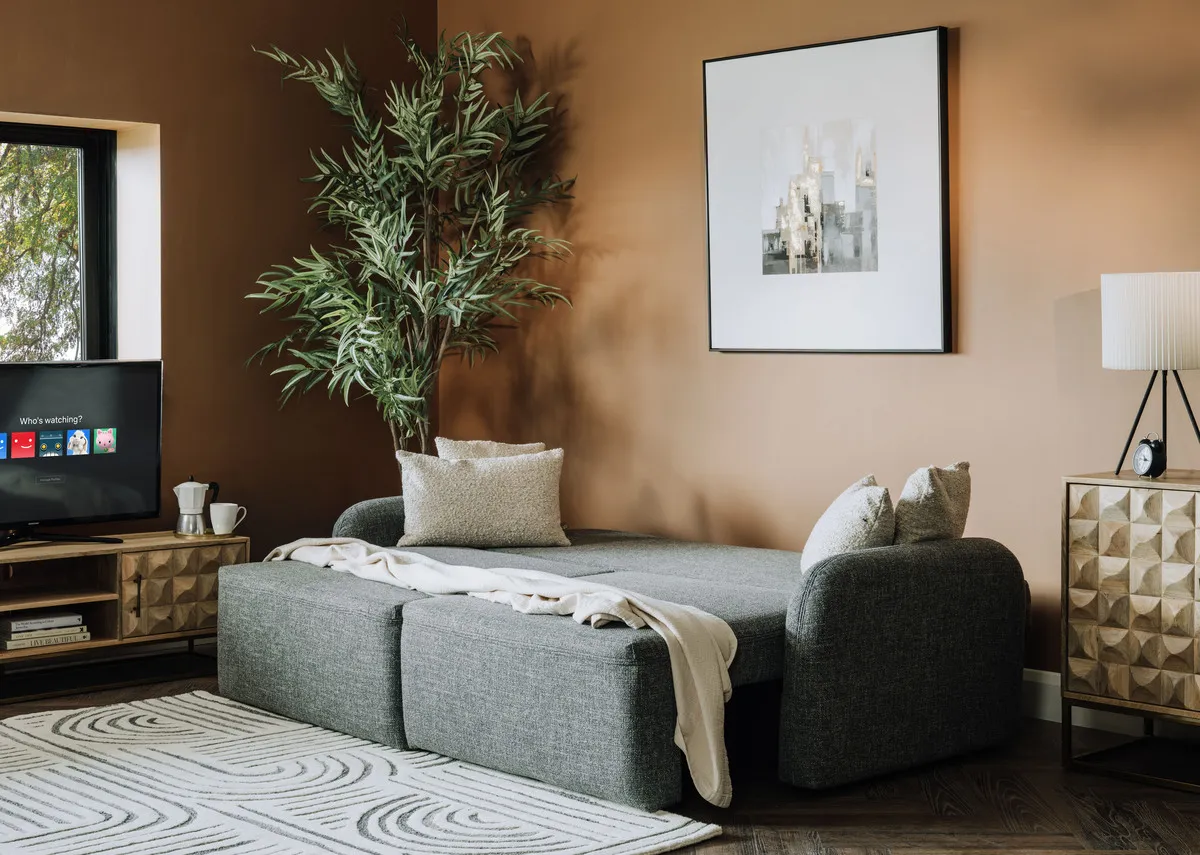 3 Seater Grey Fabric Sofa Bed - Brooks