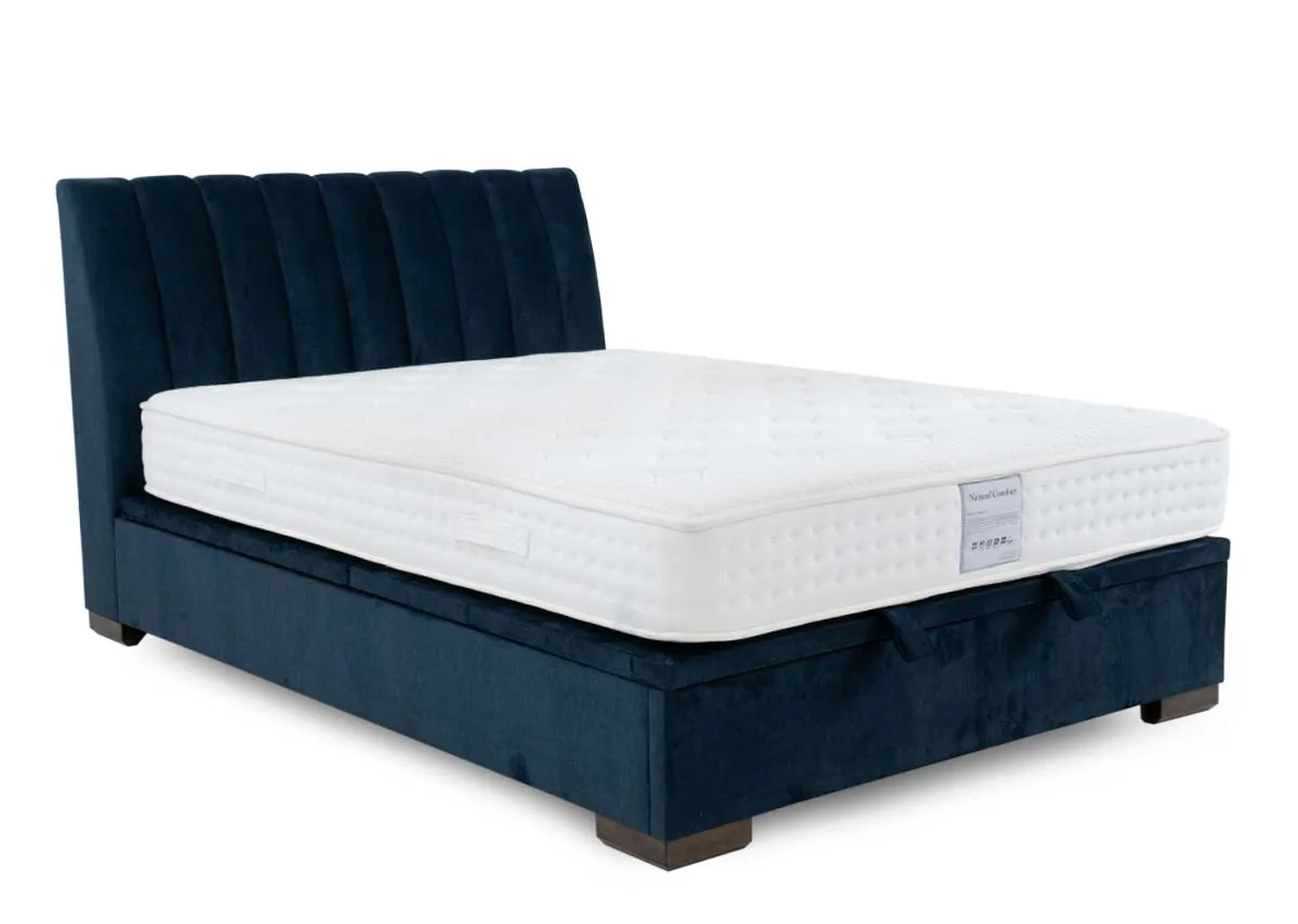 Super King (6ft) Petrol Blue Fabric Ottoman - Lancelot