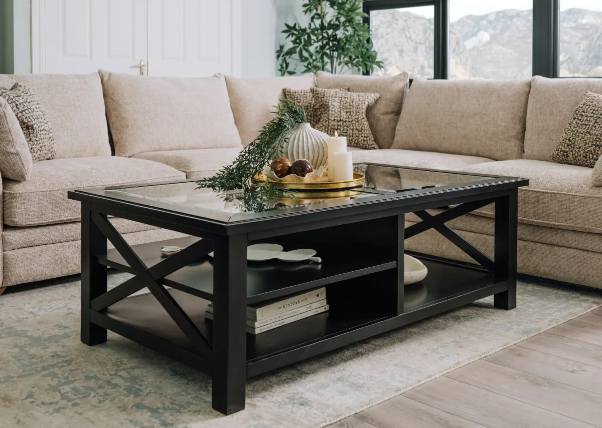 Black Coffee Table With Glass Top - Hampton