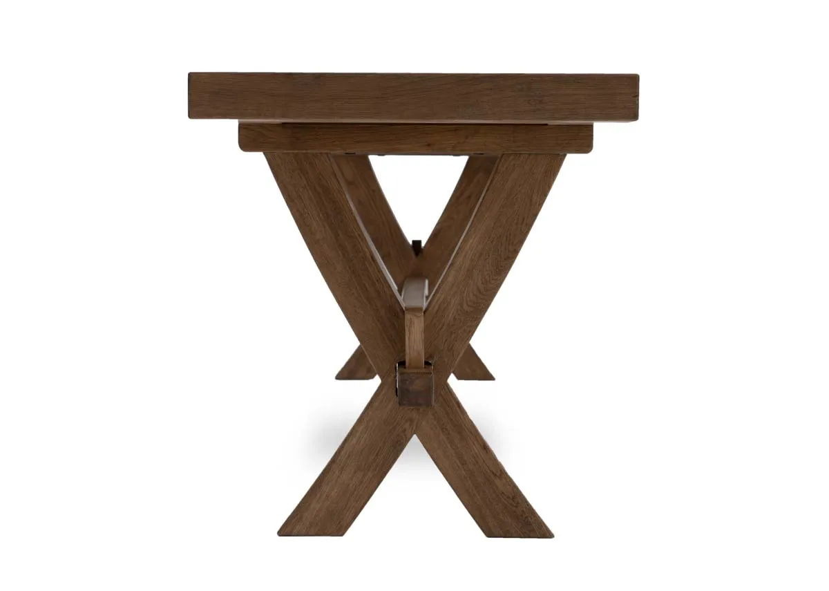 A dimension image of the Naxos Dining benchw with 200cm x 45cm x 38cm