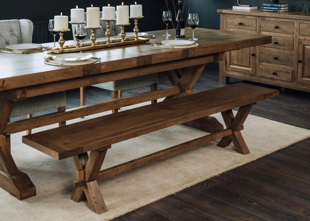 200cm Oak Dining Bench - Naxos