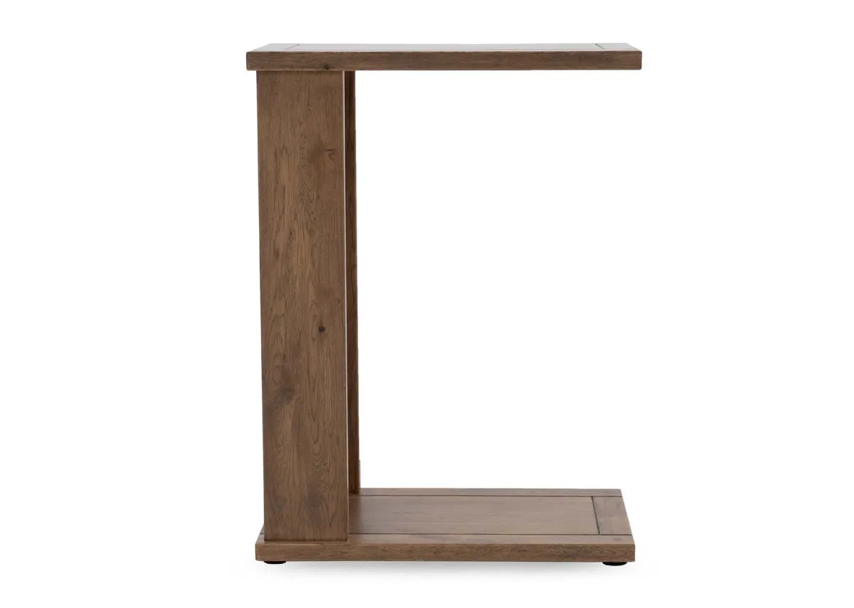 A striking oak sofa table with X side detail from EZ Livings Naxos range. Side veiw of oak texture.