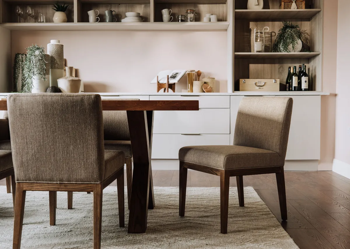 A lifestyle image of the Davos Dining chair with the matching Davos dining table.