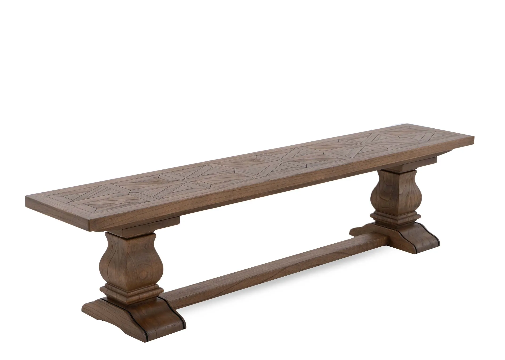 Reclaimed Timber Dining Bench with Parquet Design - Biarritz