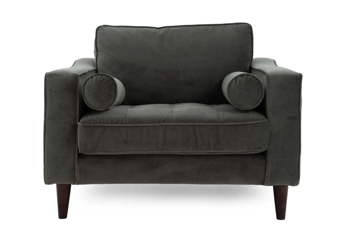 A dimension image of the Genoa Armchair with 107cm x 99cm x 86cm
