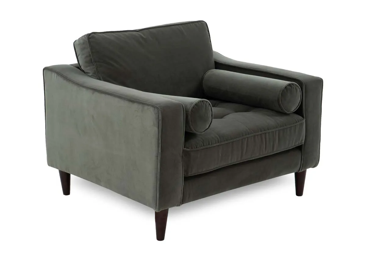 Green Velvet Armchair - Genoa