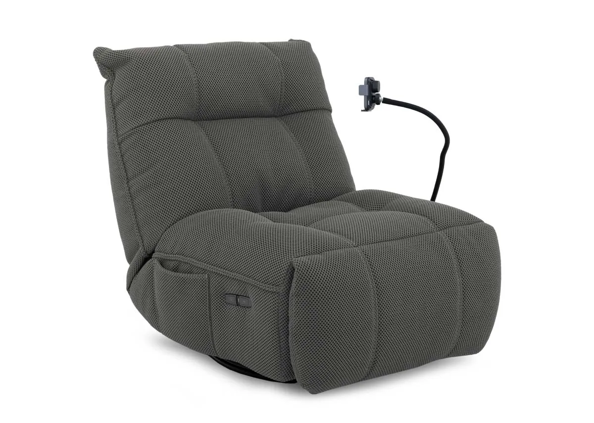 Grey Fabric Power Gliding Swivel Gaming Chair  - Java