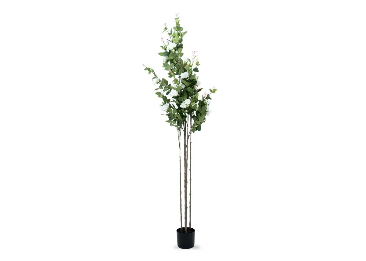 An artificial white rose tree from EZ Livings plant range.