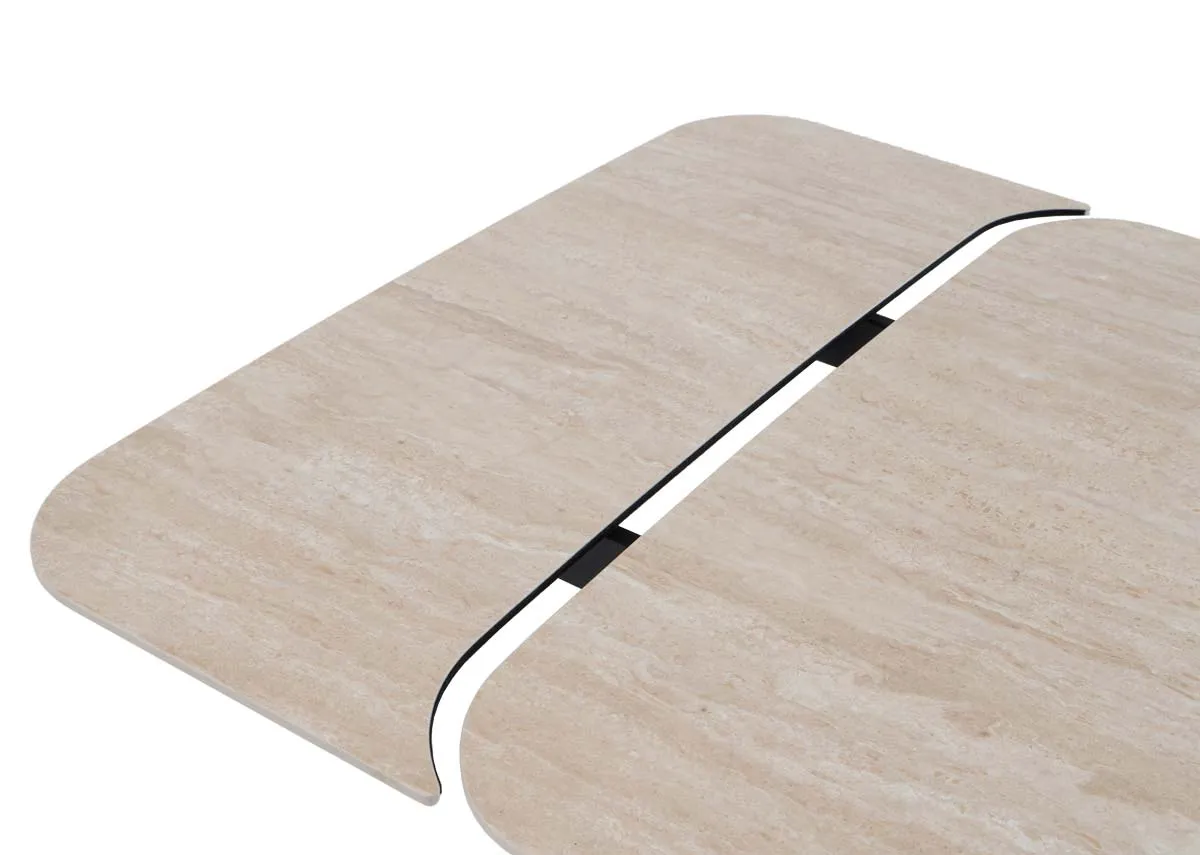 A dimension image of the Tuscan Dining Table with 120cm 150cm 180cm x 90cm x 76cm