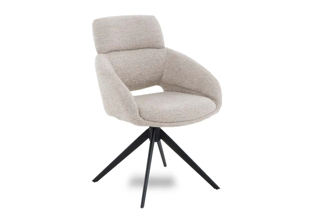White Fabric Swivel Dining Chair - Fossana