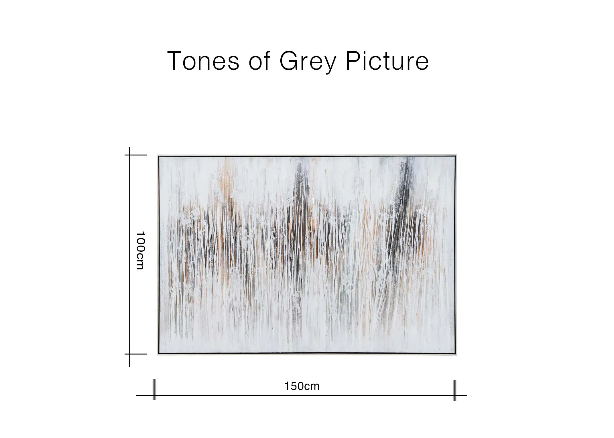 A dimension image of the Tones of Grey with 150cm x 100cm