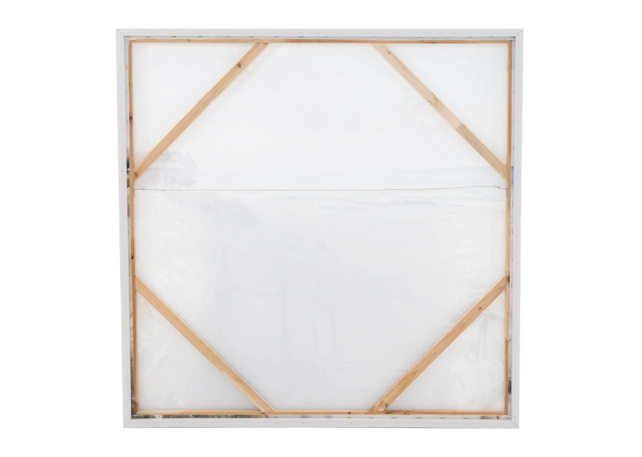 The back view of the square framed canvas