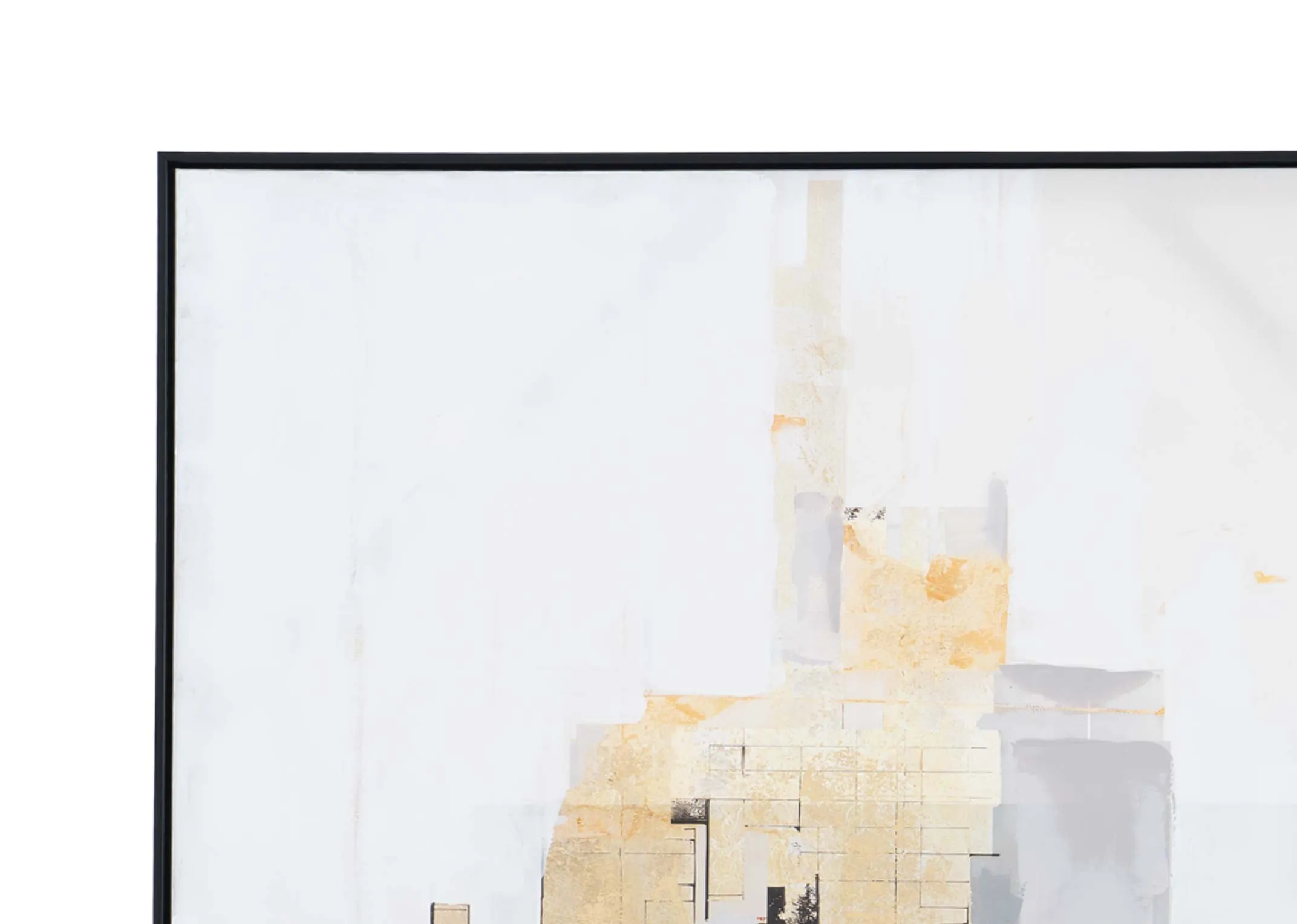 A closeup of the black framed canvas