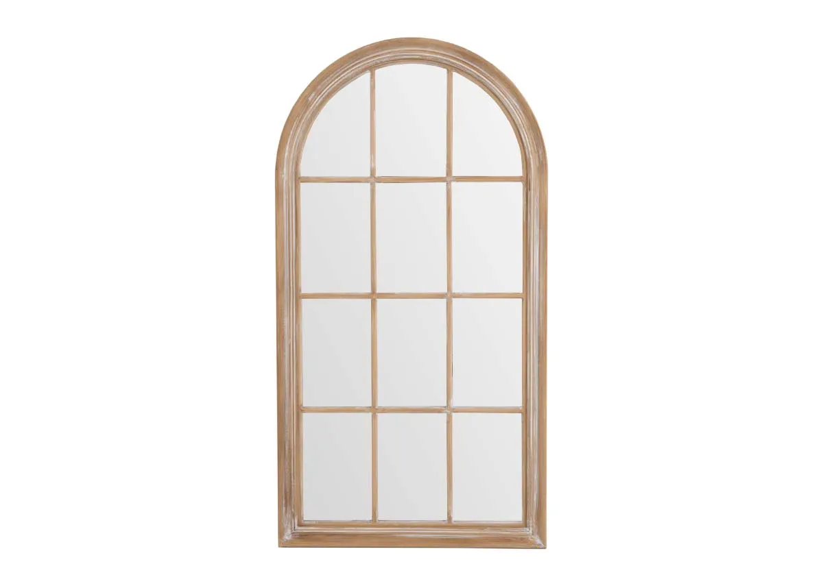 68cm x 128cm Rustic Oak Arch Mirror - Mica