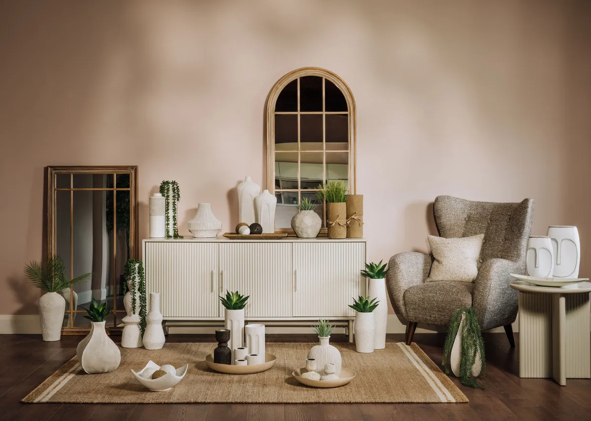 68cm x 128cm Rustic Oak Arch Mirror - Mica