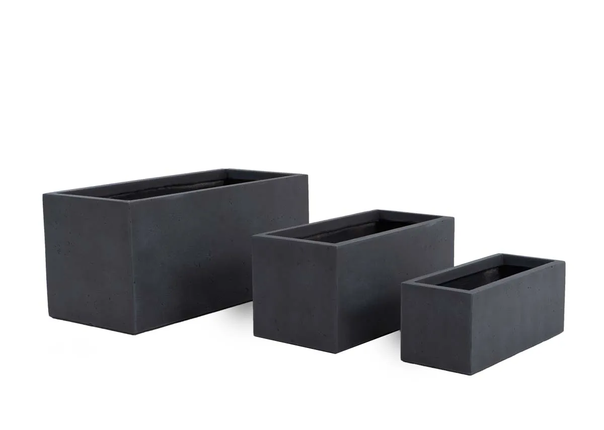 A set of 3 charcoal clay planters from EZ Livings Clay range. Angled view