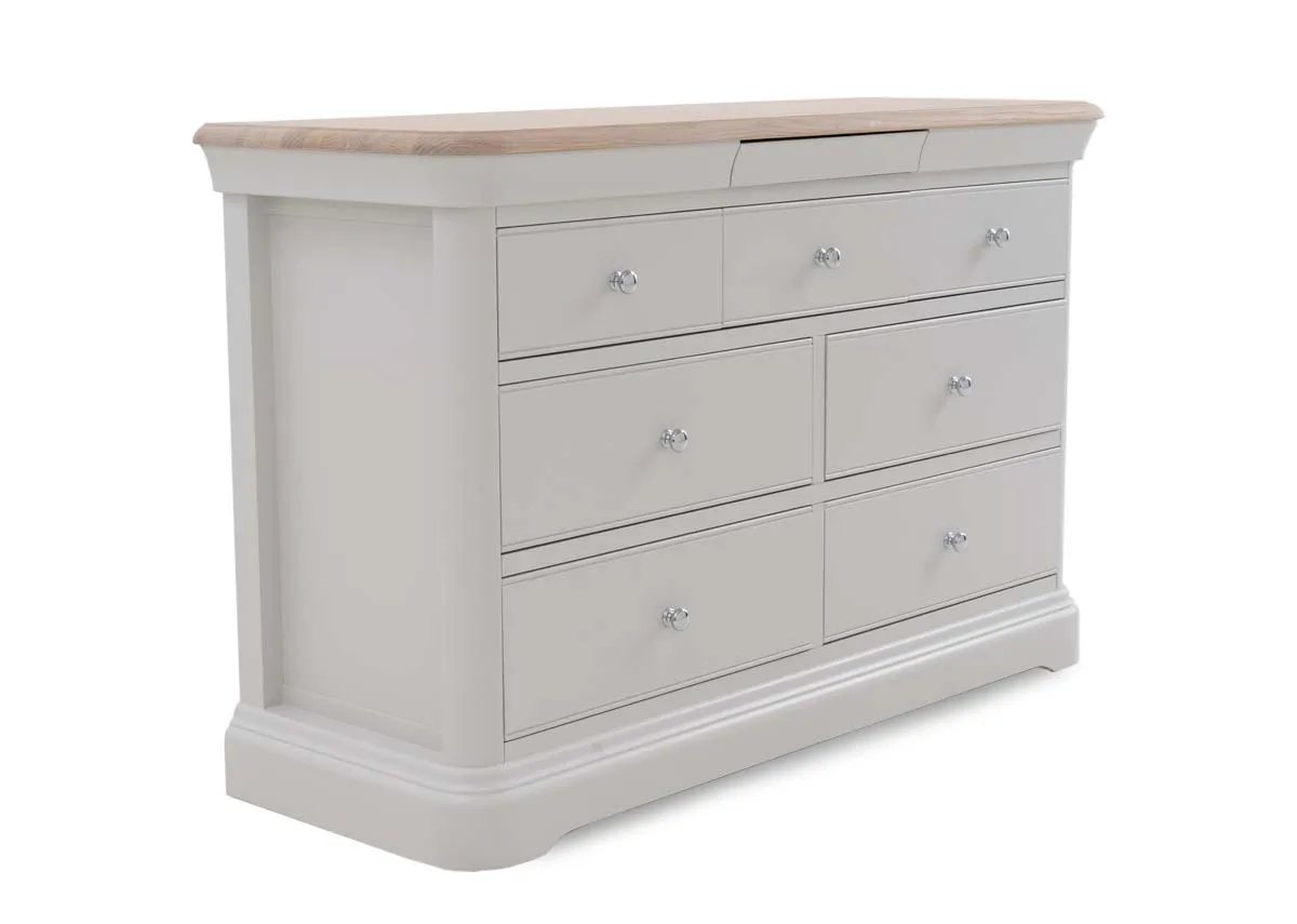 7 Drawer Grey Chest with Oak Top - Kylemore