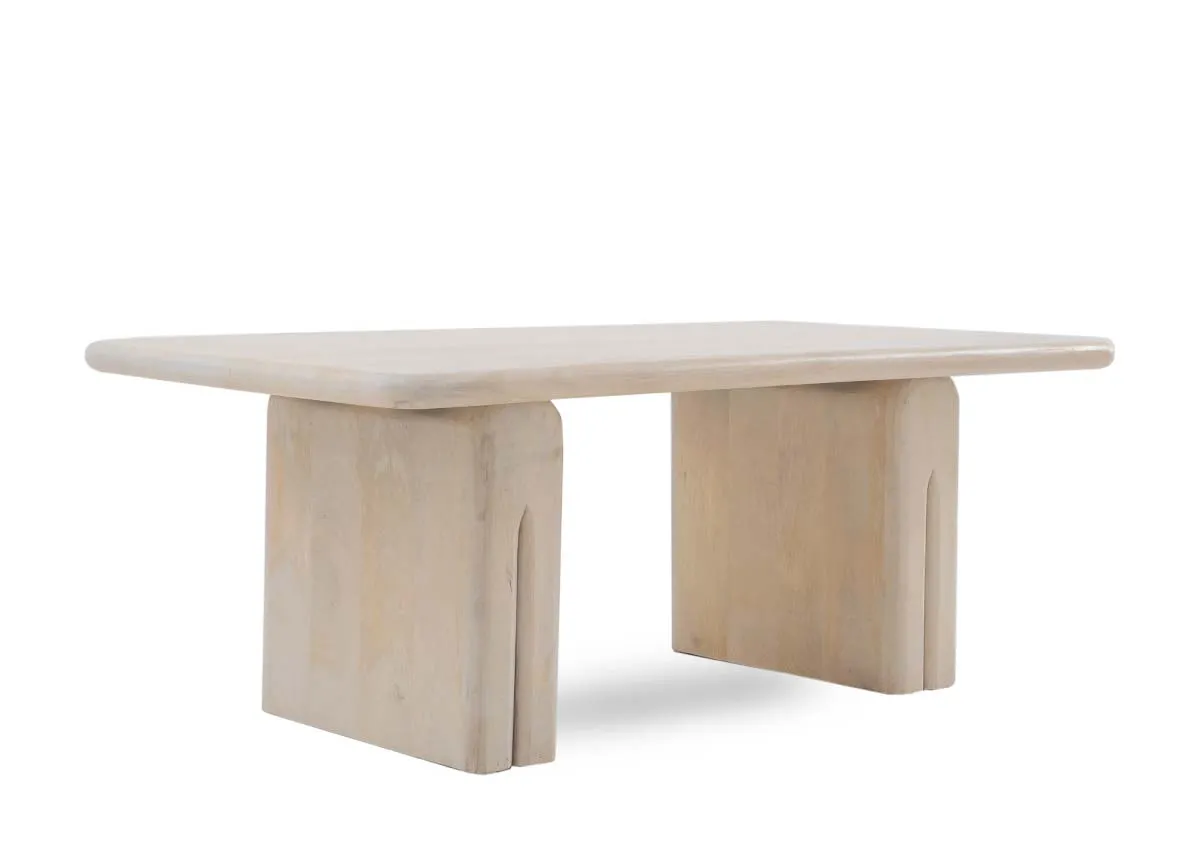 A natural coffee table from EZ Livings Ezra range. Angled view