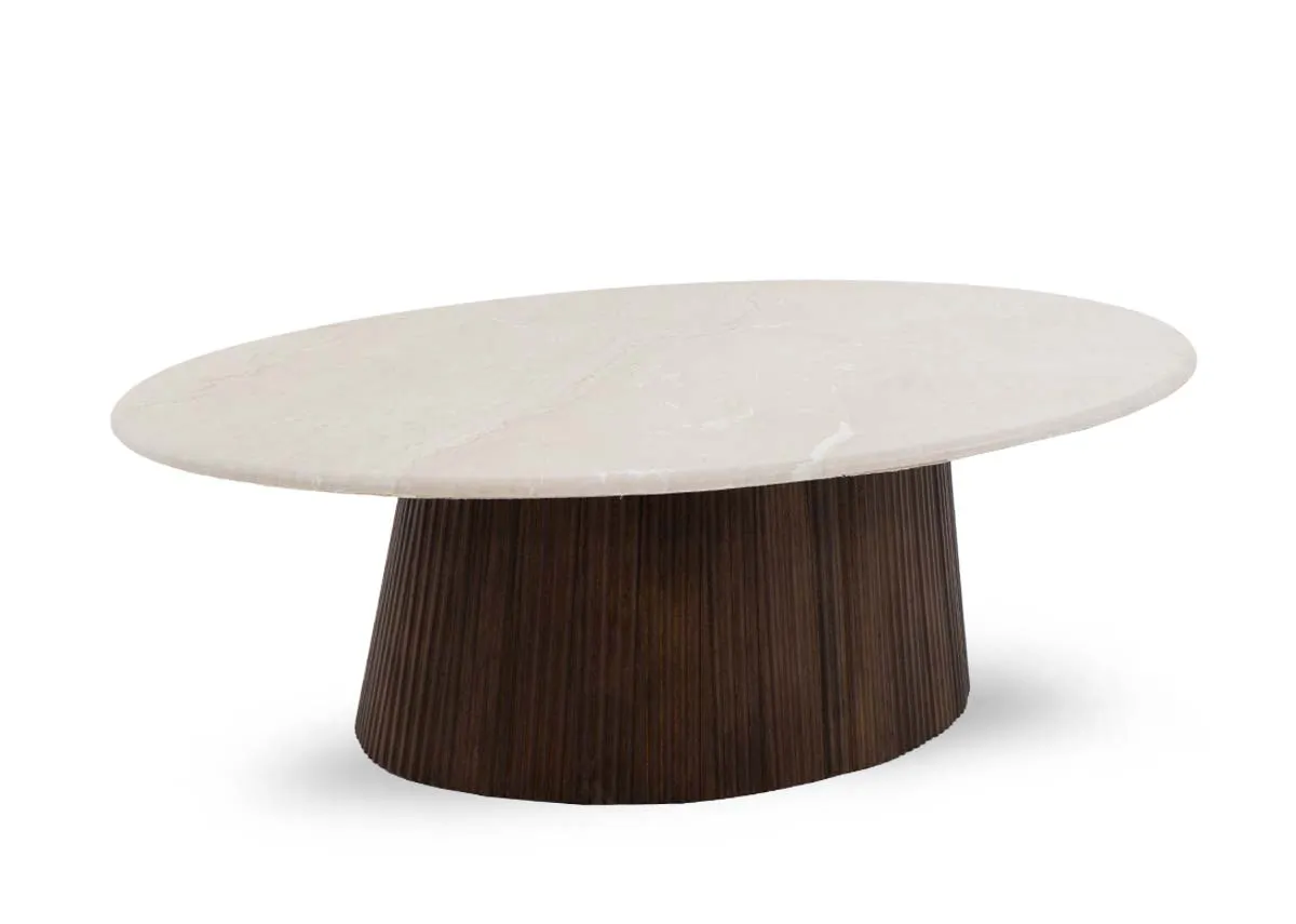 Round Cream Stone Top Coffee Table - Kira