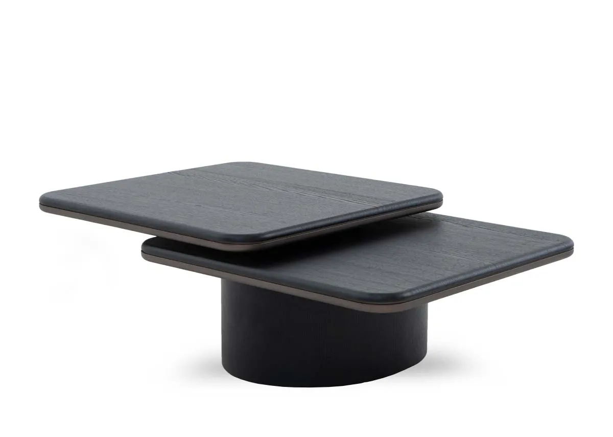 Black 2 Tier Rotating Coffee Table - Ellen