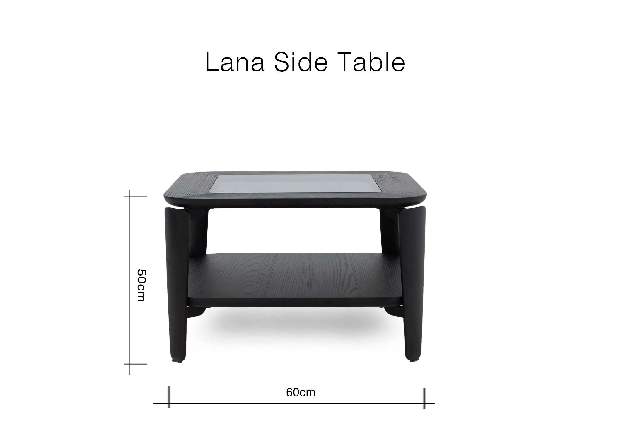 A dimension image of the Lana side table with 60cm x 50cm