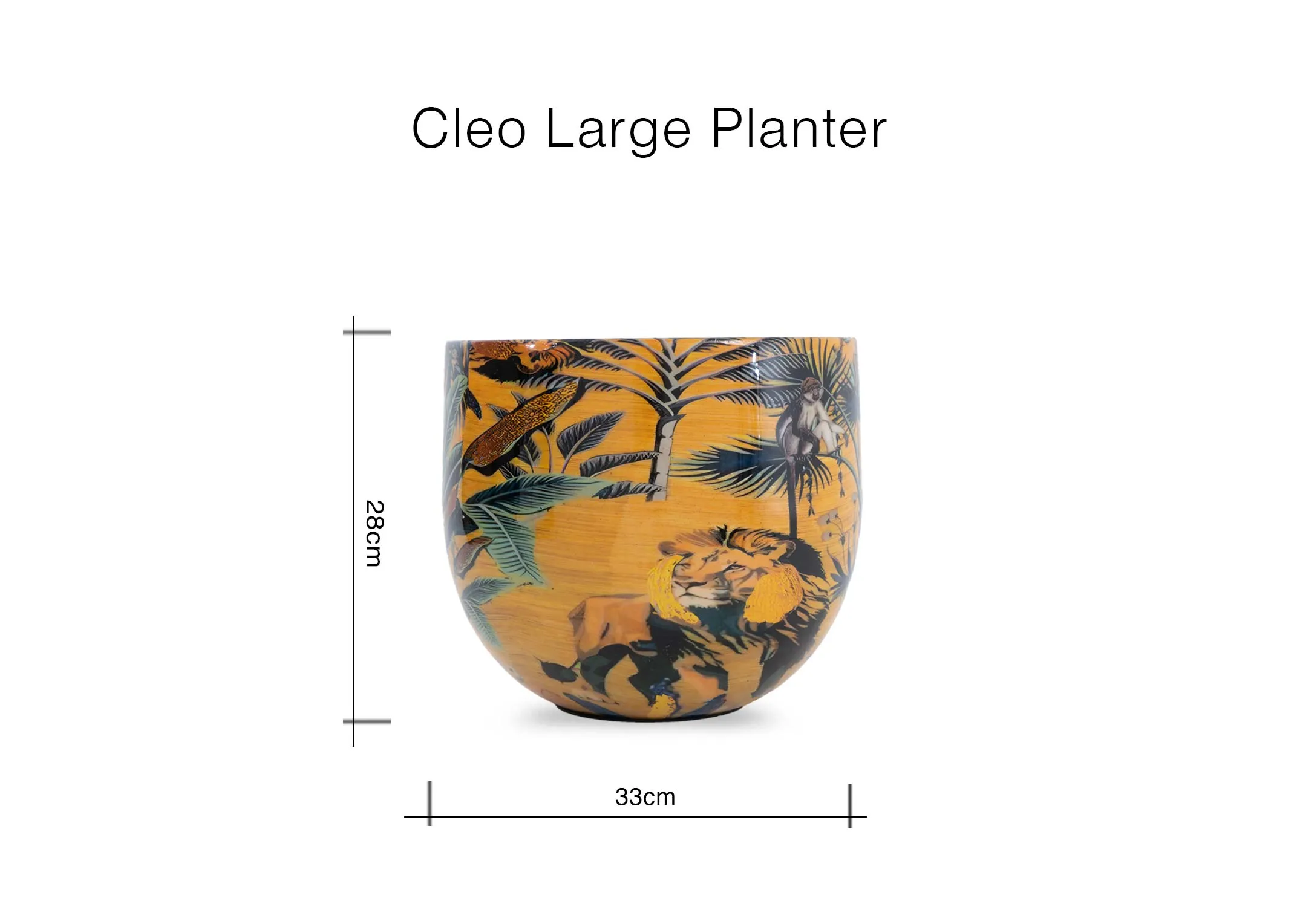 A dimension image of the Cleo Planter with 33cm x 28cm