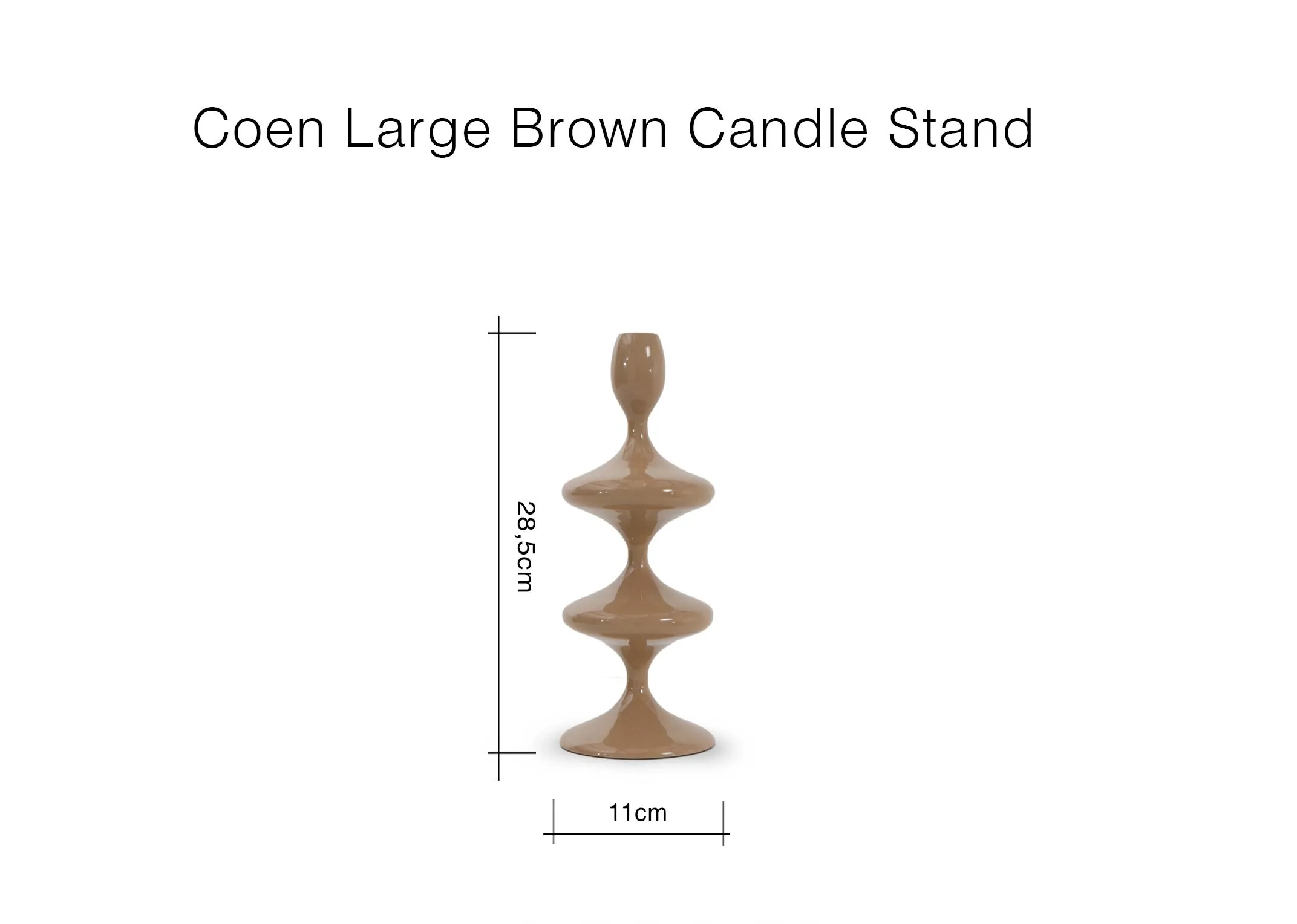 A dimension image of the Coen large candle stand with 11cm x 28cm