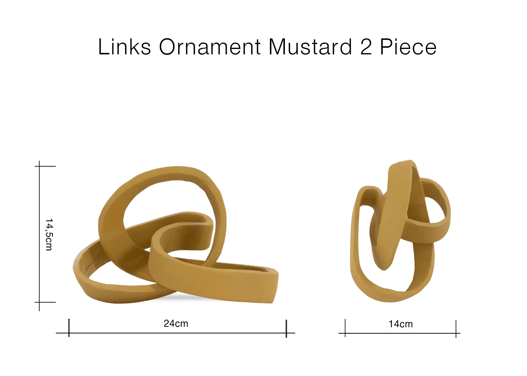 A dimension image of the Links Mustard with 24cm x 14cm