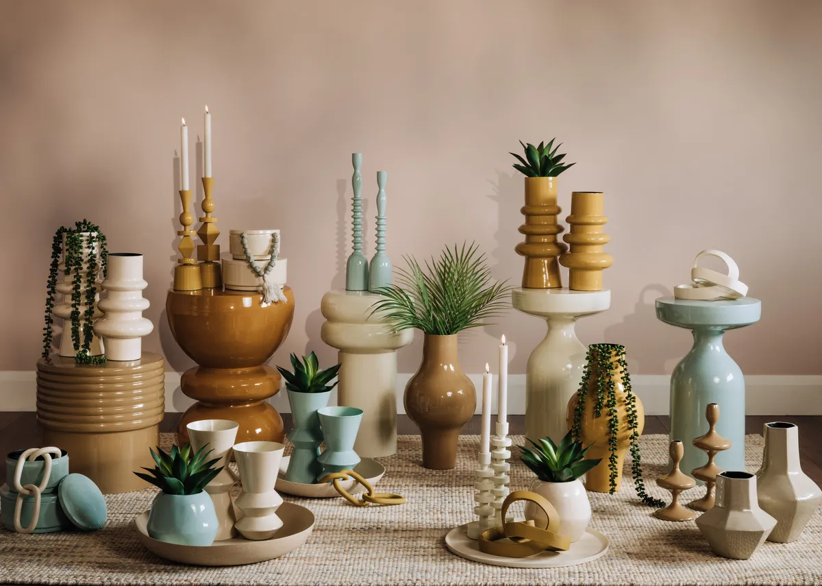 A lifestyle image of the Gloss collection featuring the Briggs off white vase